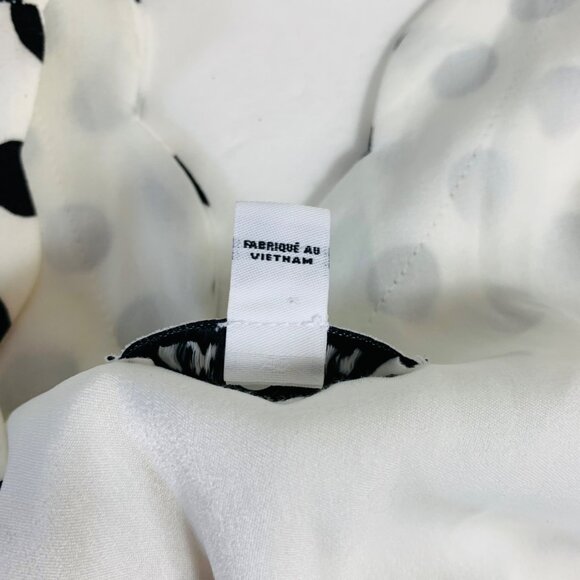 Express Womens Polka Dot Scalloped V Neck Blouse Size XL V Back Cap Sleeve Top - Picture 6 of 13